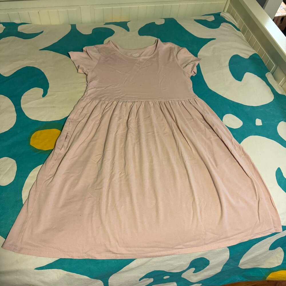 EUC Wonder Nation Pale Pink T-Shirt Dress with Pockets Sz L (10-12)